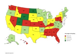 Map of What States Can Physicians Assistants Practice Independently