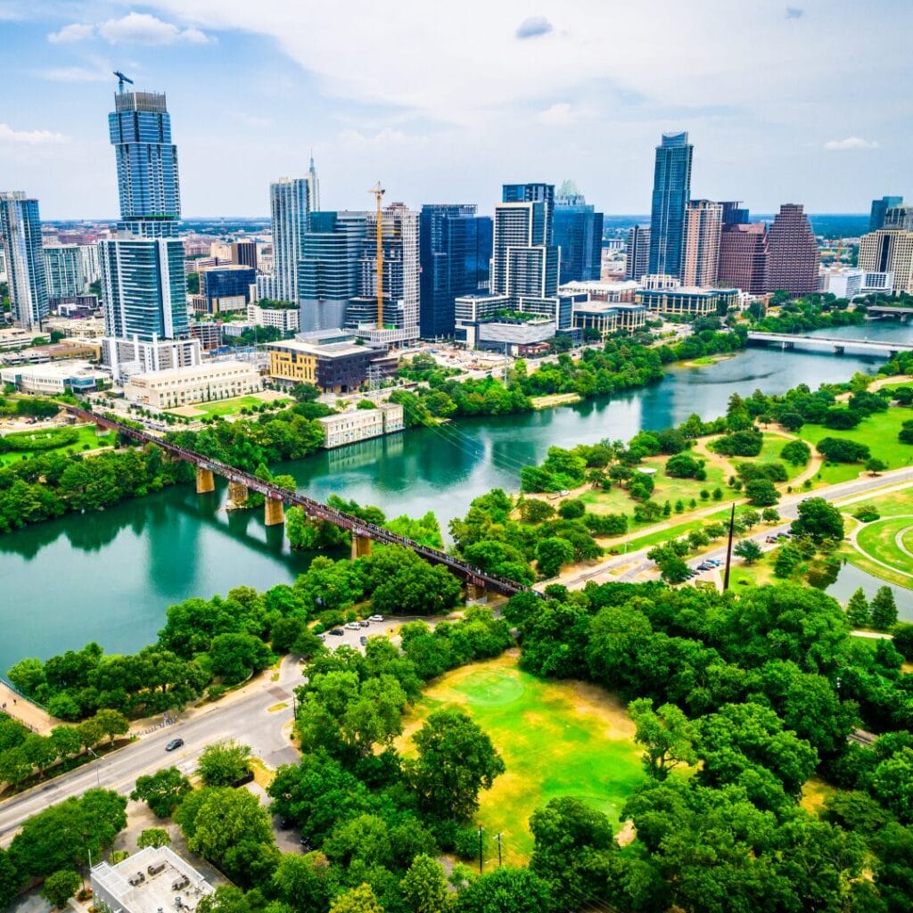 The Austin, TX skyline during summer