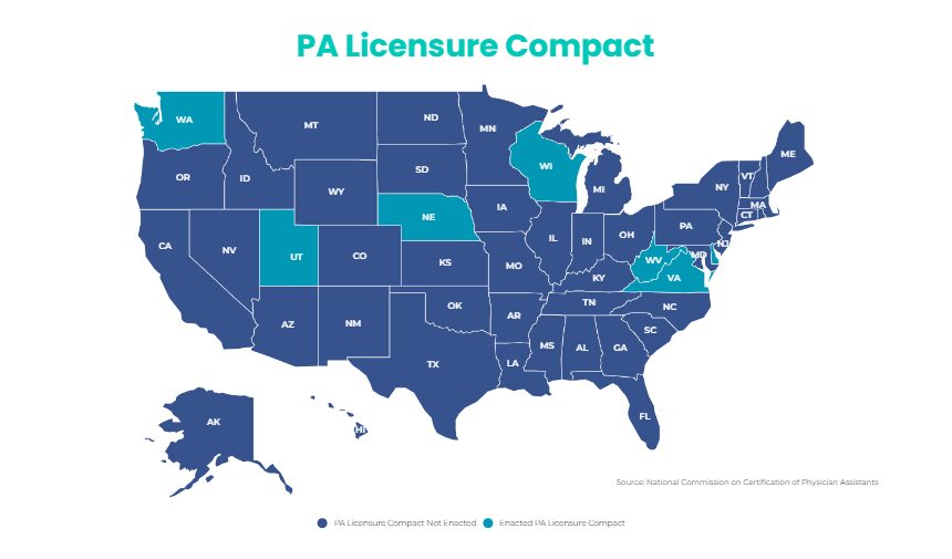 PA licensure compact map