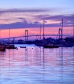Sunset over Newport Bridge
