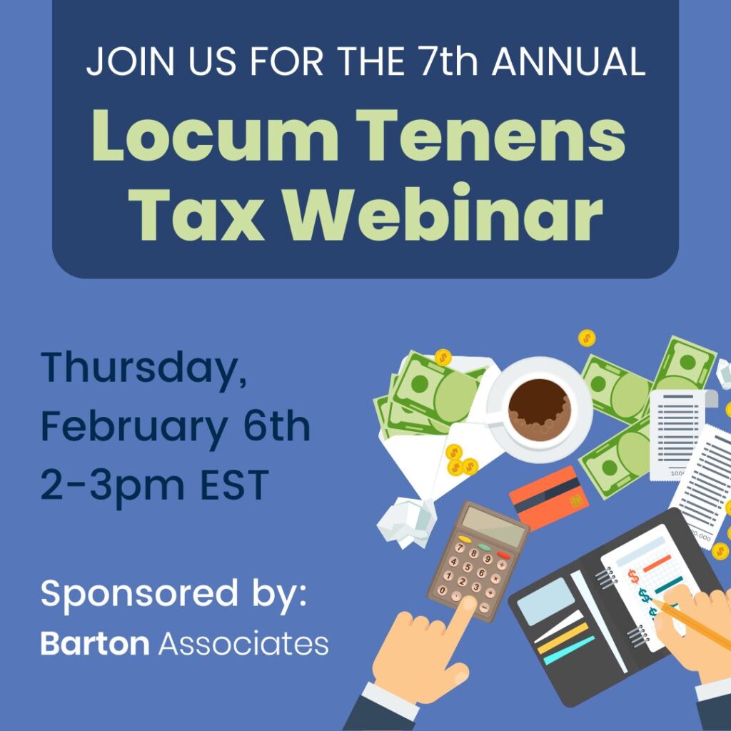 Registration Opens for Barton Associates’ 7th Annual Locum Tenens Tax Webinar