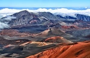 A view of volcanos in Hawaii