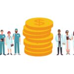 illustrated healthcare providers standing around their locum salary
